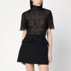 Alexander Mcqueen Black Knitted Cobweb Lace Top In Black