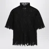 Alexander Mcqueen Black Knitted Cobweb Lace Top