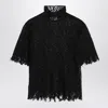 Alexander Mcqueen Black Knitted Cobweb Lace Top