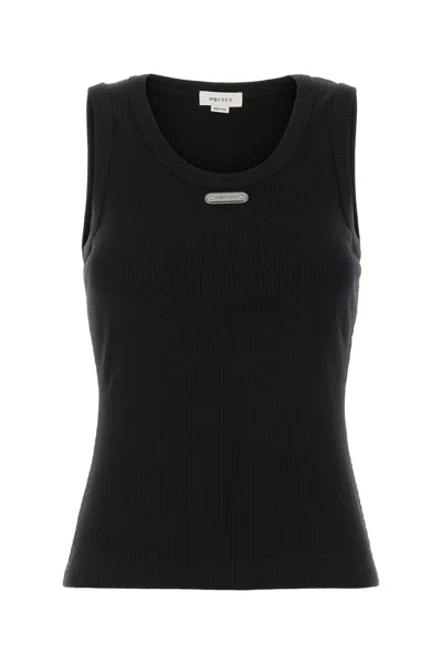 Alexander Mcqueen Black Stretch Cotton Tank Top