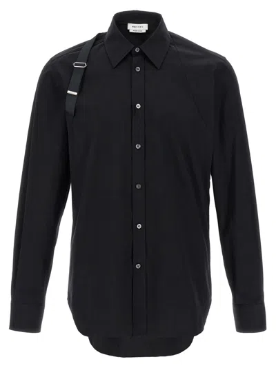 ALEXANDER MCQUEEN BLACK STRETCH HARNESS SHIRT