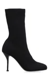 Alexander Mcqueen Black Stretch Nylon Ankle Boots In Black