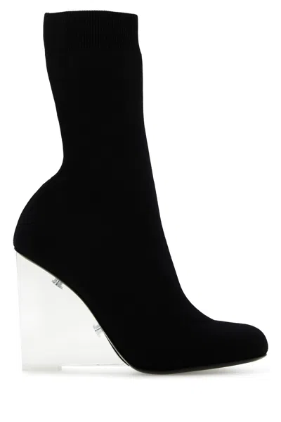ALEXANDER MCQUEEN BLACK STRETCH NYLON SHARD ANKLE BOOTS
