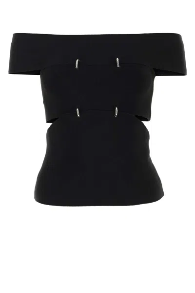ALEXANDER MCQUEEN ALEXANDER MCQUEEN BLACK STRETCH VISCOSE BLEND TOP