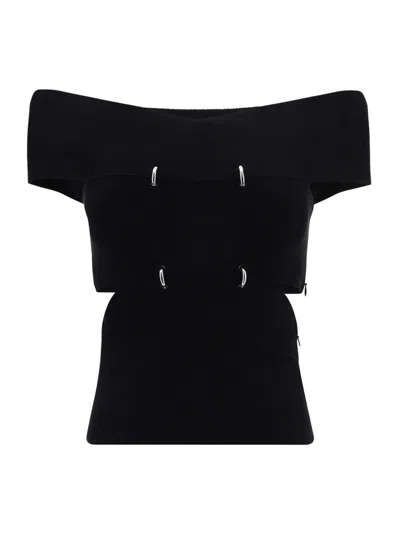 ALEXANDER MCQUEEN BLACK STRETCH VISCOSE BLEND TOP