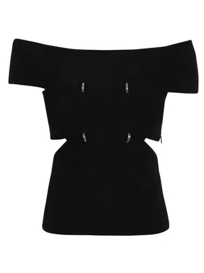 ALEXANDER MCQUEEN ALEXANDER MCQUEEN BLACK STRETCH VISCOSE BLEND TOP
