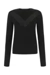 Alexander Mcqueen Translucent Ribbed-knit Crew-neck Jumper In 1000