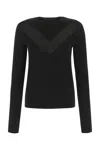 Alexander Mcqueen Black Stretch Wool Blend Sweater In Black