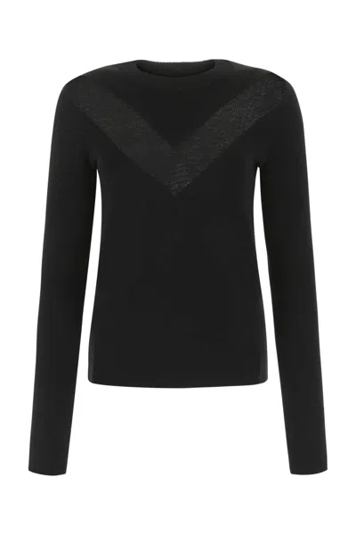 ALEXANDER MCQUEEN ALEXANDER MCQUEEN BLACK STRETCH WOOL BLEND SWEATER
