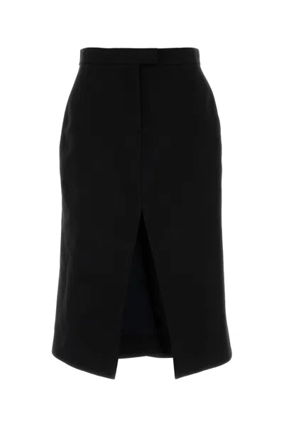 Alexander Mcqueen Wool Split-front Skirt In Black