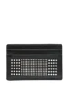 Alexander Mcqueen Black Card-holder With Silver-finished Studs In Leather Man In Black