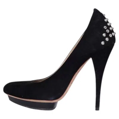 Pre-owned Alexander Mcqueen Black Suede Chic Rear Detail Pumps Sz.39