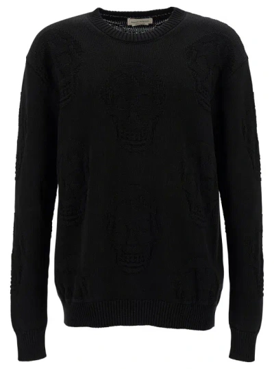 Alexander Mcqueen Crew Neck Lg Slv In Black