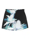Alexander Mcqueen Black Swimsuit With Light Blue And White Print