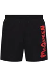Alexander Mcqueen Black Nylon Swimming Shorts In Black