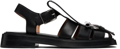 Alexander Mcqueen Black T-bar Caged Sandals