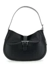 Alexander Mcqueen Black Shoulder Bag With Adjustable Shoulder Strap And T Buckle Closure On The Front In Leather Woman In Black
