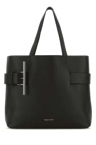 ALEXANDER MCQUEEN BLACK T-BAR SLING TOTE BAG