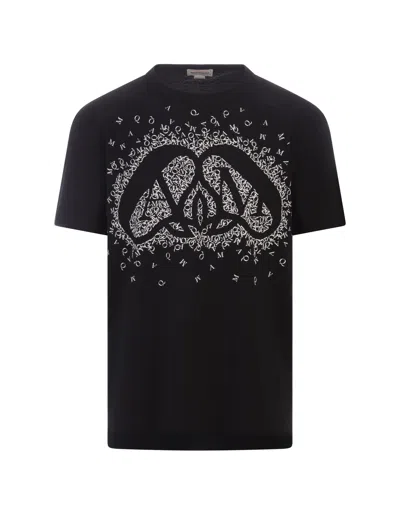 ALEXANDER MCQUEEN BLACK T-SHIRT WITH ENLARGED CHARM PRINT