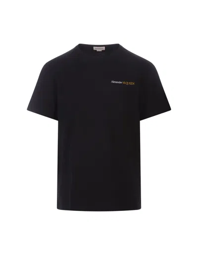 Alexander Mcqueen Black T-shirt With Two-tone Logo