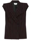 Alexander Mcqueen Double Breasted Pinstripe Sleeveless Jacket In Black