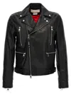Alexander Mcqueen Slim-fit Zip-detailed Leather Biker Jacket In Black
