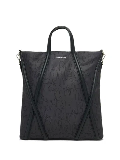 ALEXANDER MCQUEEN BLACK THE HARNESS SHOPPER BAG