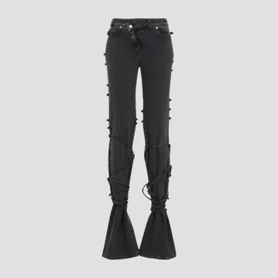 ALEXANDER MCQUEEN BLACK TIED COTTON JEANS