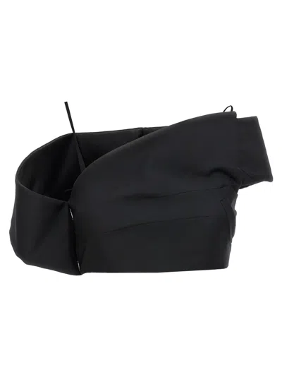 Alexander Mcqueen Deconstructed Asymmetric Crop Top In Black