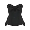 Alexander Mcqueen Silk Blend Strapless Bustier With Bow Detail In Black