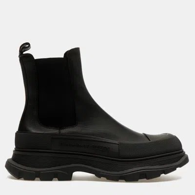 Pre-owned Alexander Mcqueen Black Tread Slick Chelsea Boots Size Eu 42