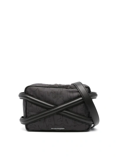 ALEXANDER MCQUEEN BLACK TRIM CROSSOVER STRAP BAG