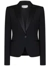 Alexander Mcqueen Black Tuxedo Jacket With Duchesse Details In Black