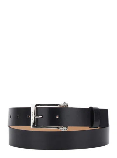 ALEXANDER MCQUEEN BLACK TWIN SKULL BELT