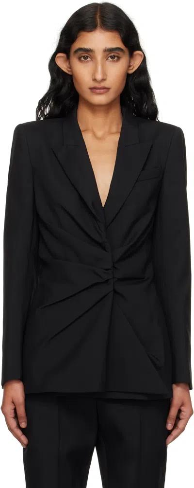 Alexander Mcqueen Black Twisted Lapel Blazer