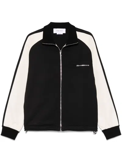Alexander Mcqueen Black Two-tone Cardigan In Schwarz