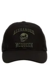 Alexander Mcqueen Cotton Twill Cap With Embroidery In Black
