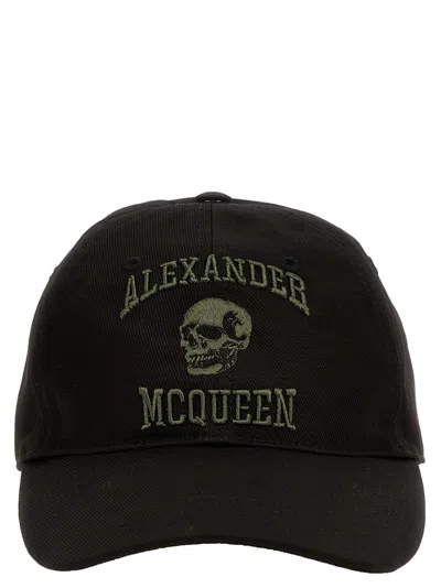 Alexander Mcqueen Logo-embroidered Cap In Black