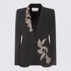 Alexander Mcqueen Floral Crystal One-button Crepe Blazer