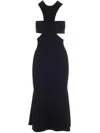 Alexander Mcqueen Black Slashed Harness Midi Dress In Black