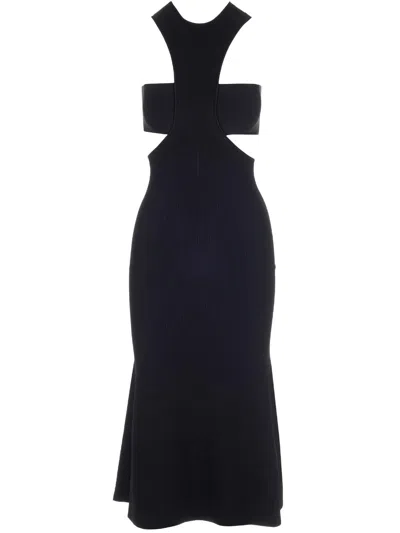 ALEXANDER MCQUEEN BLACK VISCOSE BLEND DRESS