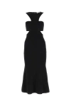 Alexander Mcqueen Ribbed Viscose Dress In Black