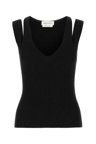 ALEXANDER MCQUEEN BLACK VISCOSE BLEND TOP