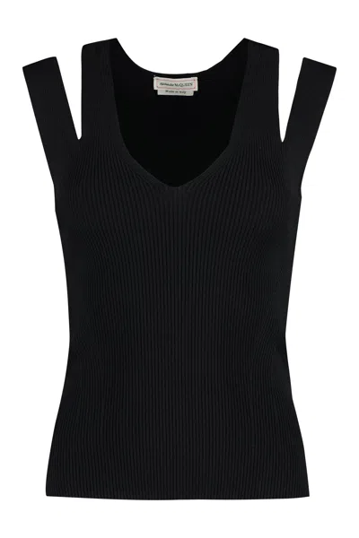 ALEXANDER MCQUEEN ALEXANDER MCQUEEN BLACK VISCOSE BLEND TOP