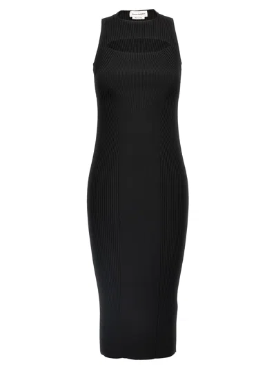 Alexander Mcqueen Black Viscose Midi Women's Dress