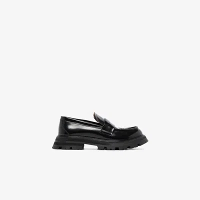 Alexander Mcqueen Black Wander Chunky Leather Loafers