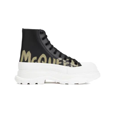 Alexander Mcqueen Black White Leather Boots