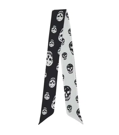 Alexander Mcqueen Black White Skull Printed Scarf