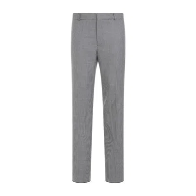 Alexander Mcqueen Black White Wool Pants In Grey