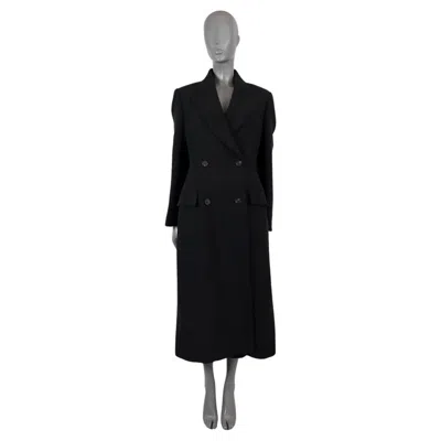 Pre-owned Alexander Mcqueen Black Wool 2020 Double Breasted Maxi Coat Jacket 44 L
